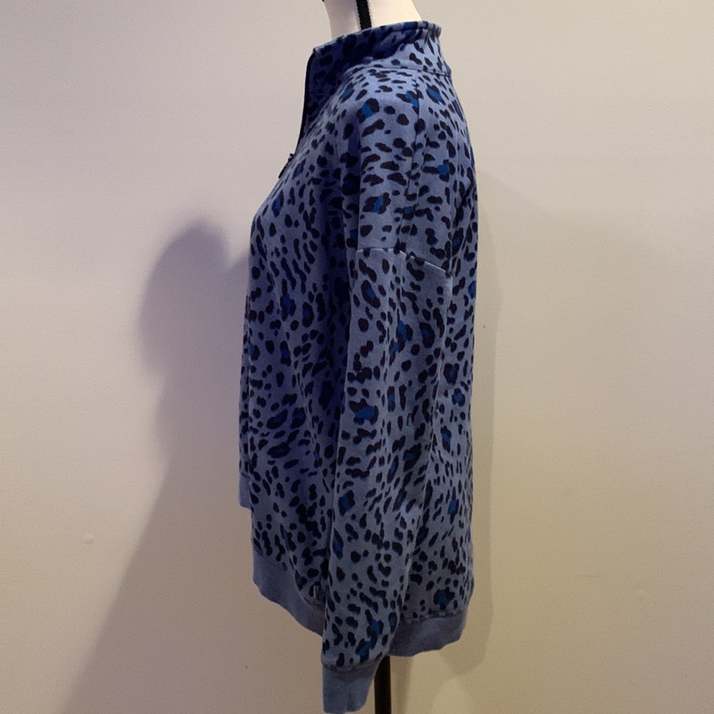 3/4 Zip Up Cheetah Print Collared Shirt - Picture 3 of 7